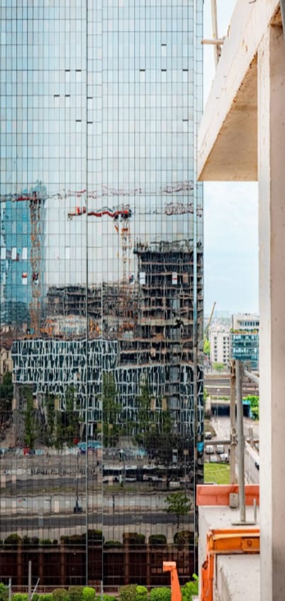 Immeuble en construction où la CNE intervient dans Lyon